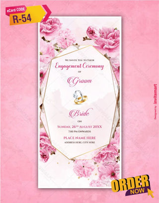 Floral Engagement Invitation Card 