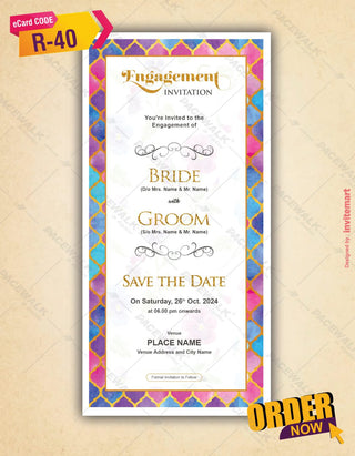 Floral Engagement Invite Card 