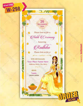 Floral Haldi Ceremony Invite 