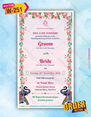 Floral Indian Couple Wedding Invitation Card 