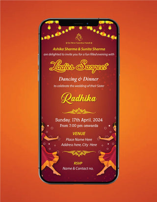 Floral Ladies Sangeet Wedding Invitation Card