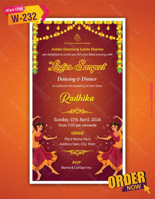 Floral Ladies Sangeet Wedding Invitation Card