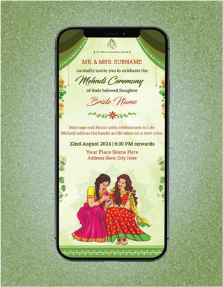 Floral Mehndi Ceremony Invitation