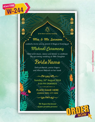 Floral Mehndi Ceremony Invitation 