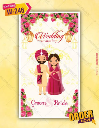 Floral Punjabi Wedding Invitation Card |