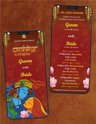 Floral Radha Krishna Wedding Invitation eCard