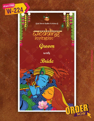 Floral Radha Krishna Wedding Invitation eCard