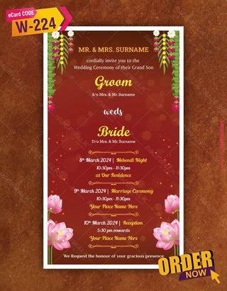 Floral Radha Krishna Wedding Invitation eCard