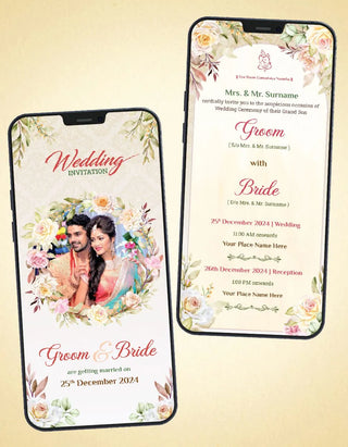 Floral Wedding Invitation PDF Card