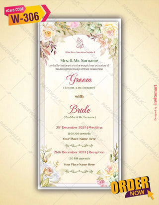 Floral Wedding Invitation PDF Card