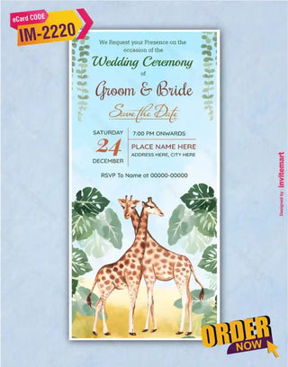 Giraffe Themed Wedding Invitation 