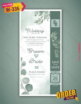 Green Leaf Wedding Invitation