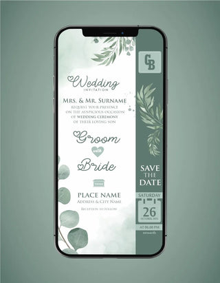 Green Leaf Wedding Invitation