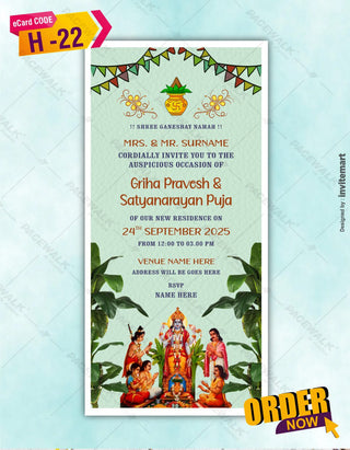 Griha Pravesh &amp; Satyanarayan Puja Invitation 