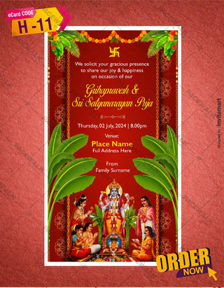 Grihapravesh and Satyanarayan Pooja Invitation 