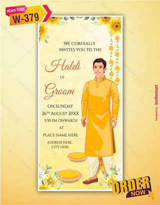 Groom Haldi Ceremony Invitation Card 