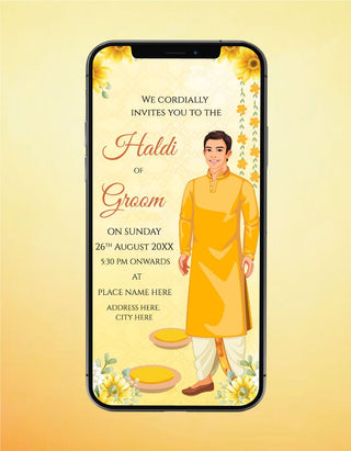 Groom Haldi Ceremony Invitation Card 