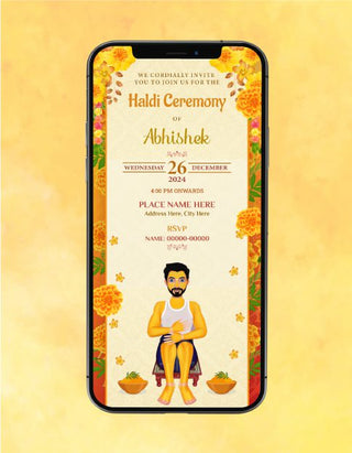 Groom Haldi Ceremony Invite 