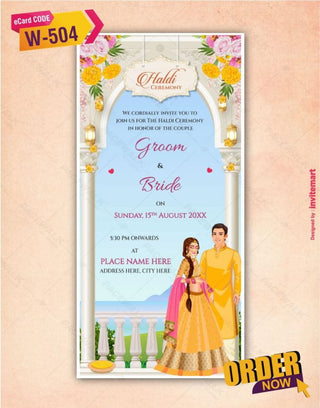 Groom And Bride Haldi Ceremony Invitation 