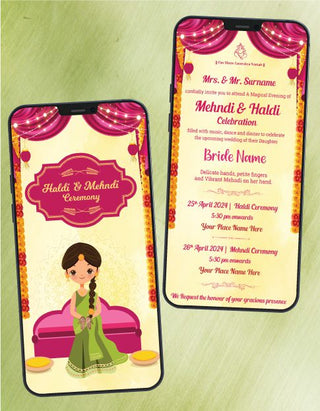 Haldi And Mehndi Ceremony Invitation Card 