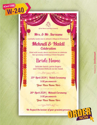 Haldi And Mehndi Ceremony Invitation Card 