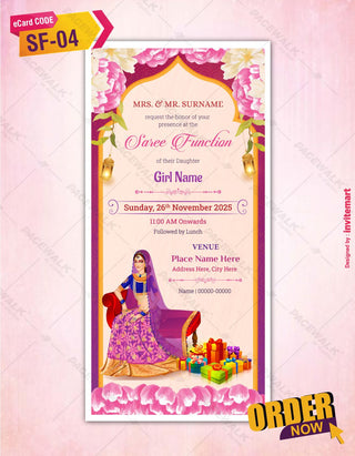 Half Saree Ceremony Invitation 