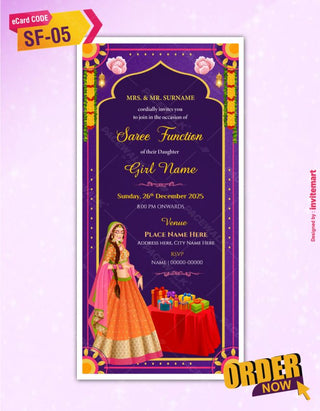 Half Saree Function Invitation Card 