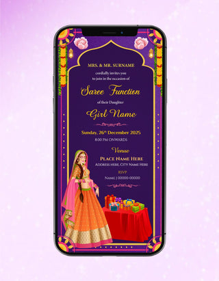 Half Saree Function Invitation Card 