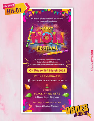 Happy Holi Festival Invitation 