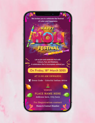 Happy Holi Festival Invitation 