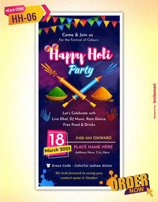 Happy Holi Party Invitation 