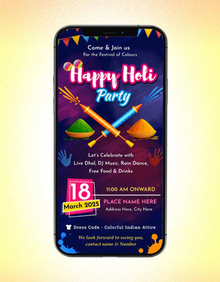 Happy Holi Party Invitation 