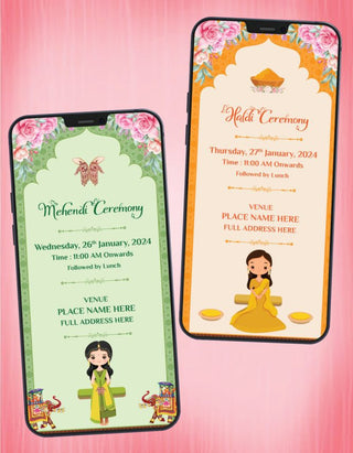 Hindu Wedding Multiple Events Invite PDF Cards |