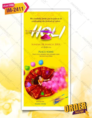 Holi Party Invitation Card Online 