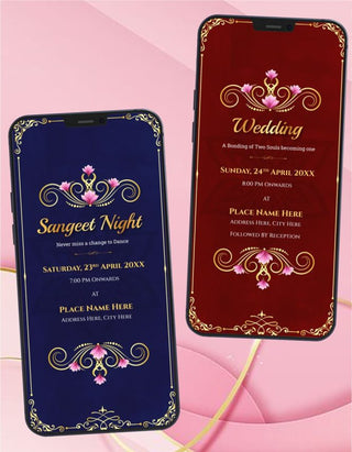 Indian Caricature Wedding Invitation Pdf Card