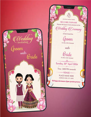 Indian Cartoon Wedding Invitation Card 