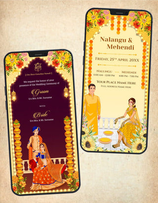 Indian Illustration Wedding Invitation Card