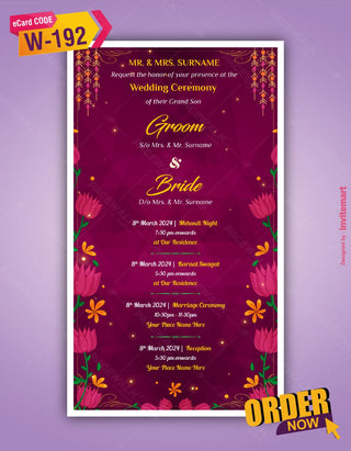 Indian Cartoon Couple Wedding Invitation Card 