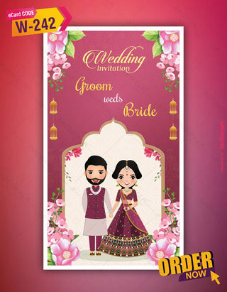 Indian Cartoon Wedding Invitation Card 