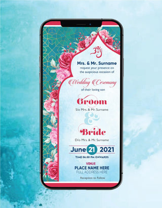 Indian Floral Wedding Invitation Card 