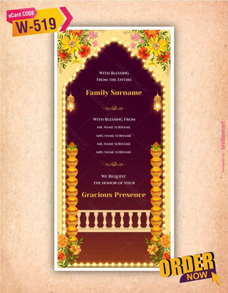 Indian Illustration Wedding Invitation Card