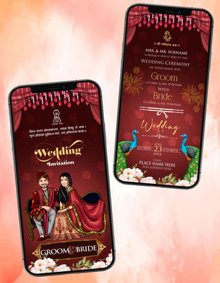 Jain Caricature Wedding Invitation 