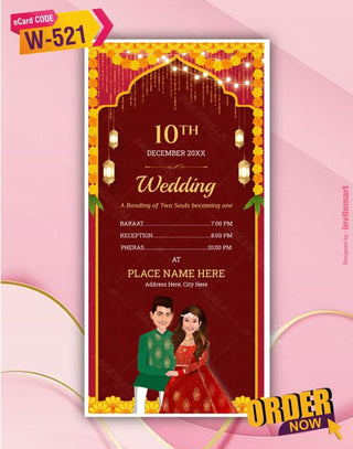 Jain Caricature Multiple Function Wedding Invitation Pdf