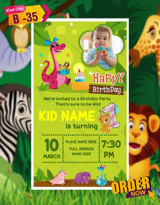 Jungle Birthday Party Invitations 