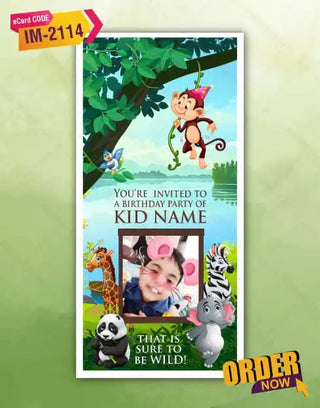 Jungle Theme Birthday Invitation Pdf Card 