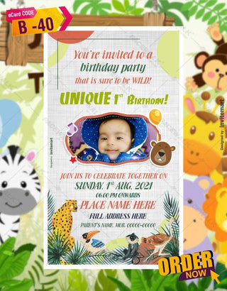 Jungle Themed Birthday Invitation 