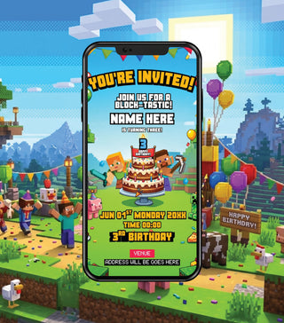 Kids Gaming Birthday Invitation Card