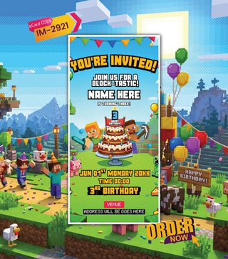 Kids Gaming Birthday Invitation Card