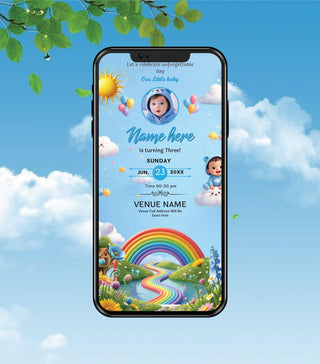 Kids Rainbow Birthday Invitation Card