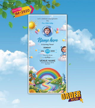 Kids Rainbow Birthday Invitation Card